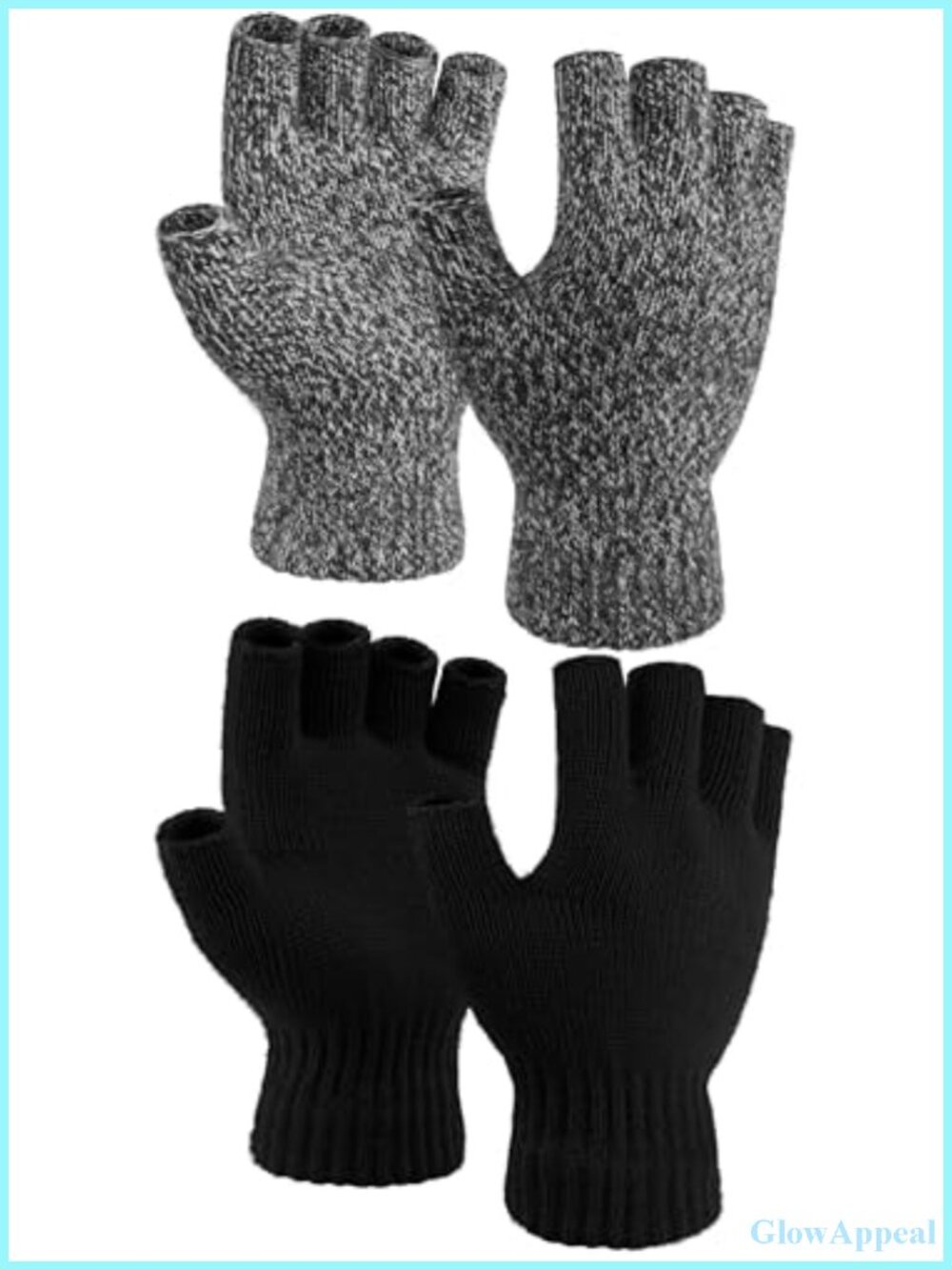 2 Pairs Thick Fingerless Gloves Warm Knit Half Finger Gloves for Working Typing